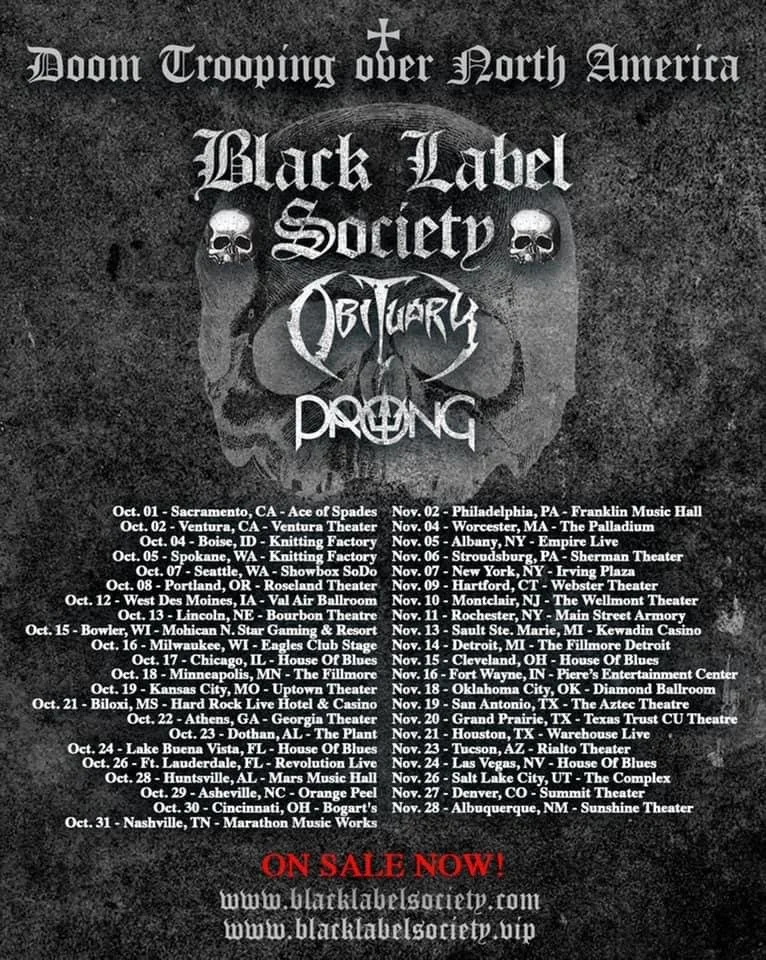 Doom Trooping at the Georgia Theatre: Black Label Society w/ Obituary &amp; Prong.
