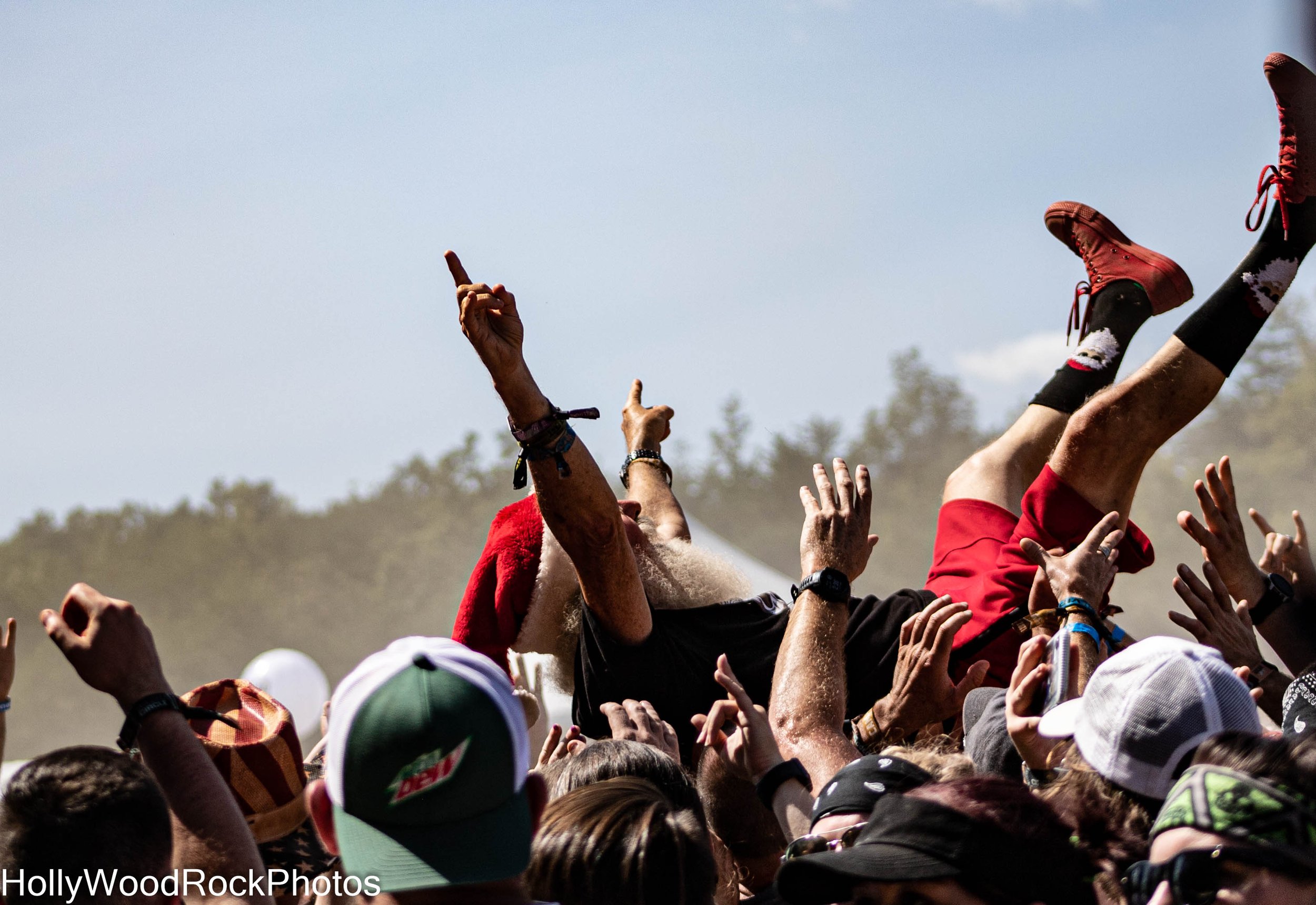 Santa Claus Crowd Surfing at Blue Ridge Rock Festival by Holly Williams