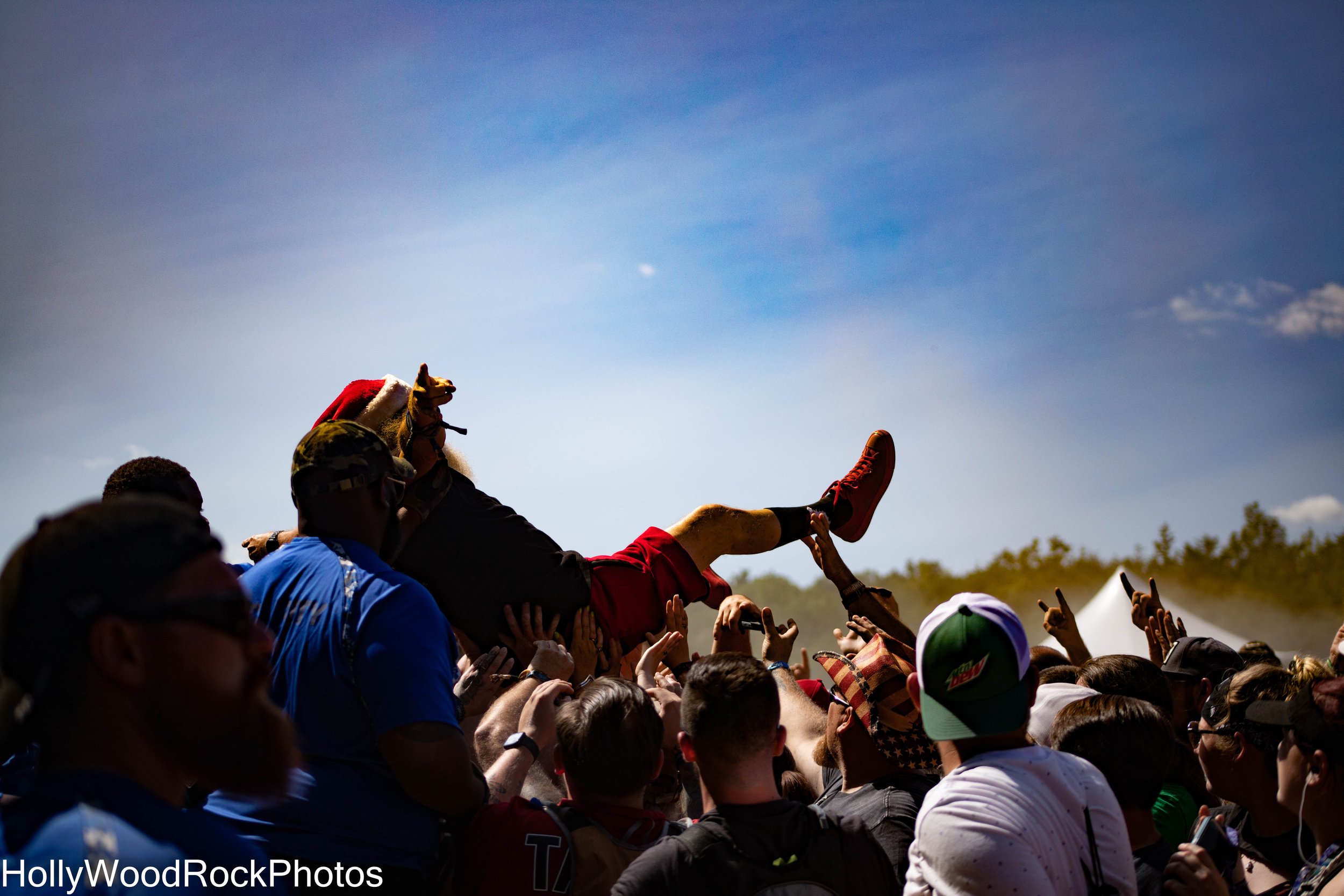 Santa Claus Crowd Surfing at Blue Ridge Rock Festival by Holly Williams