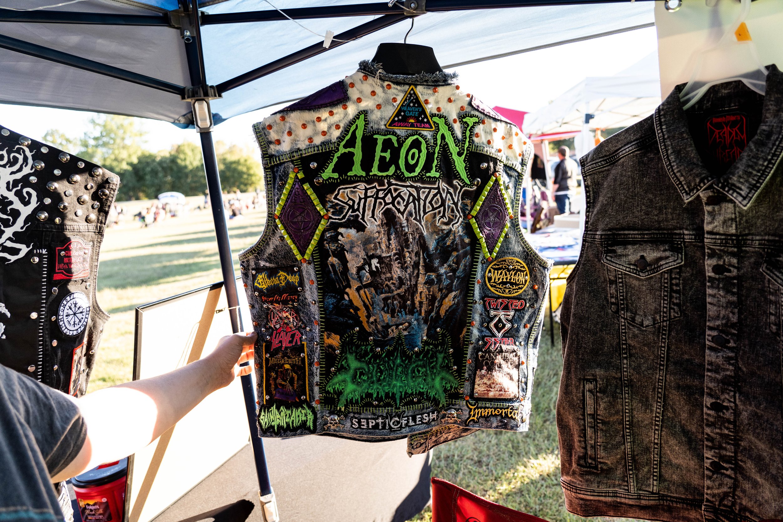 A battle jacket at Amish Mike's Deadly Threads