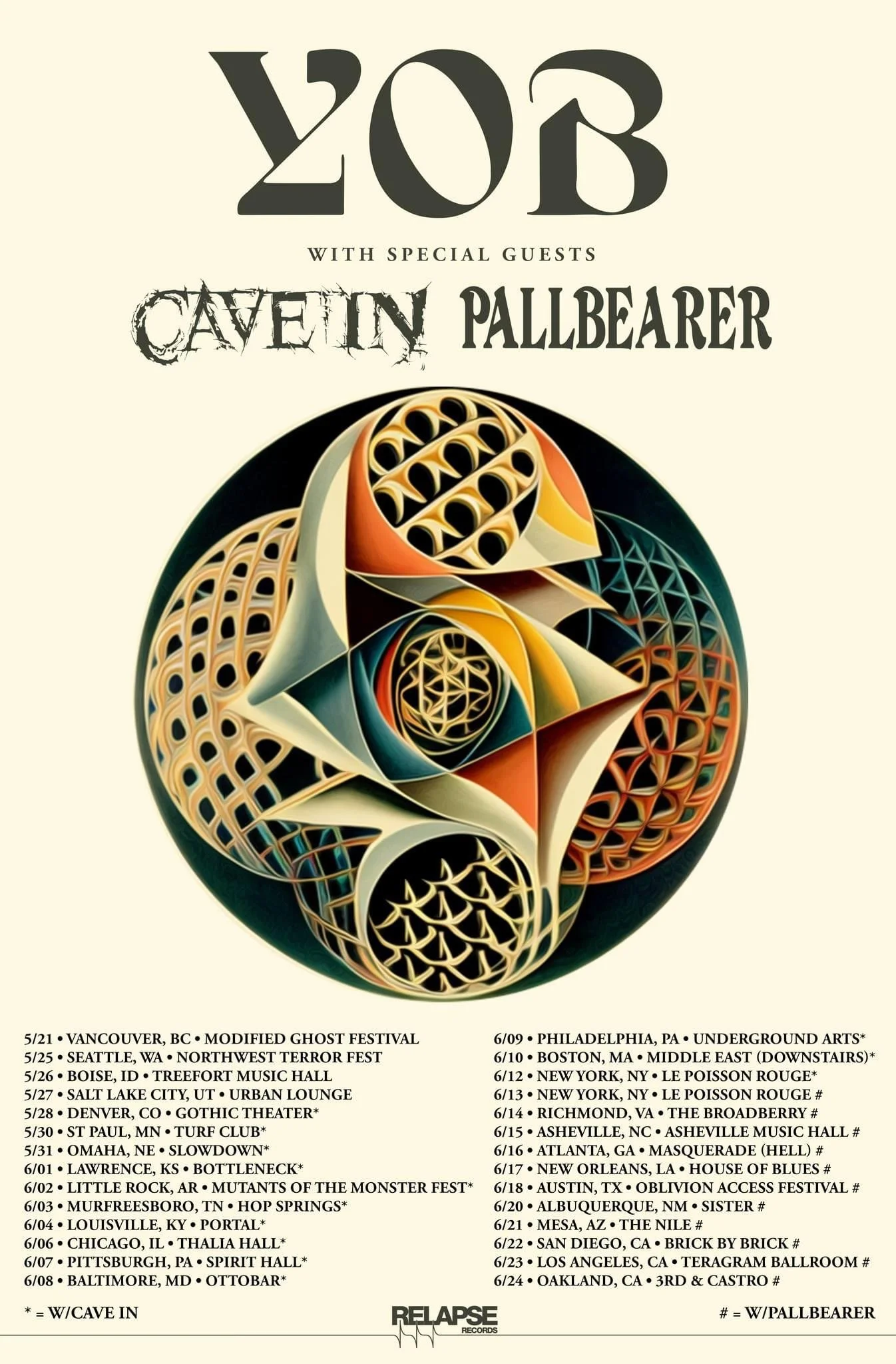 The Triumphant Return of YOB w/ Pallbearer &amp; Order of the Owl (The Masquerade)!