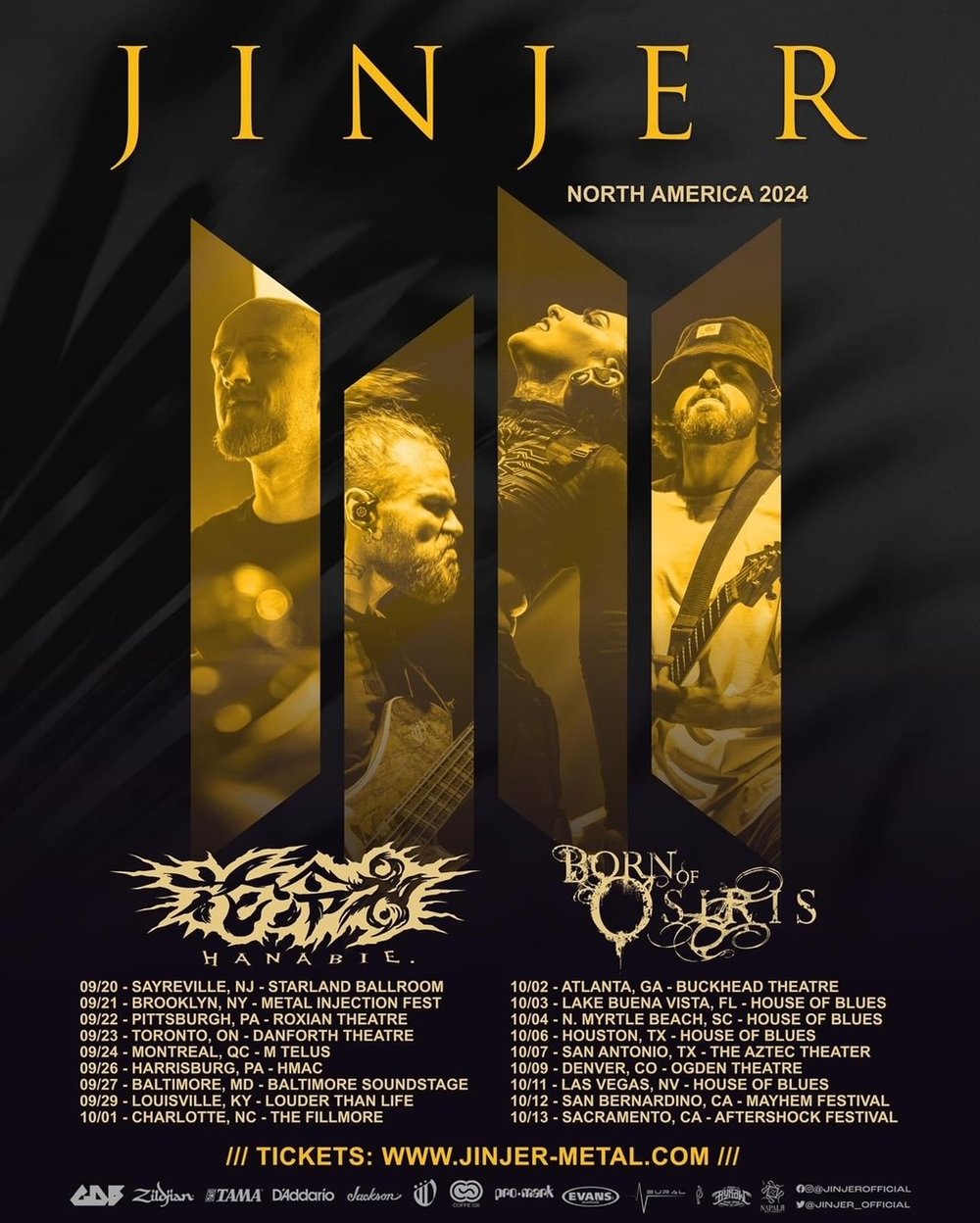 Jinjer North America 2024 w/ Harabie. & Born of Osiris Live at