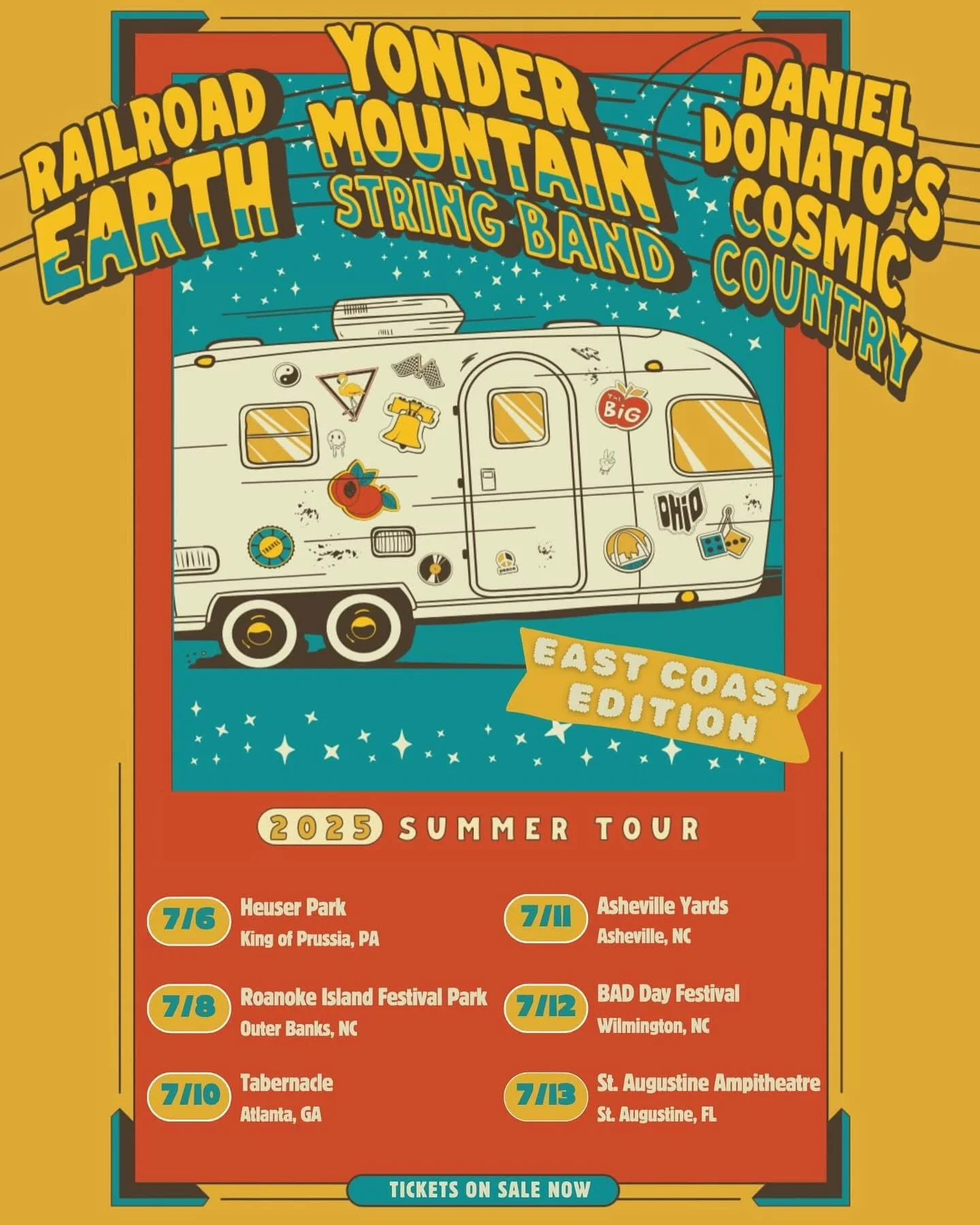 2025 Summer Tour- East Coast Edition: Yonder Mountain String Band, Daniel Donato, & Railroad Earth Live at The Tabernacle!