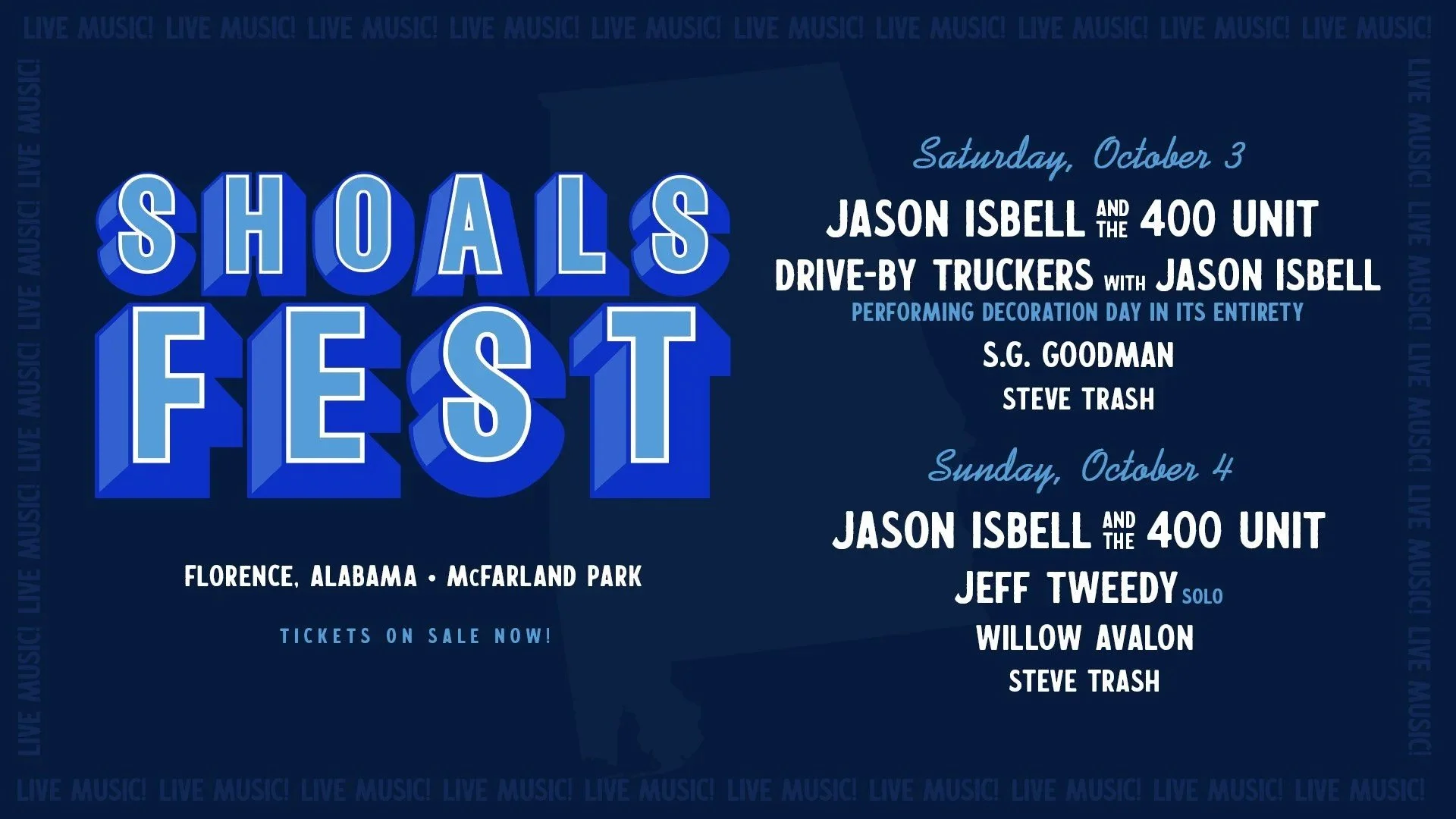Shoalsfest 2026 Features Jason Isbell, Drive-By Truckers, and Jeff Tweedy
