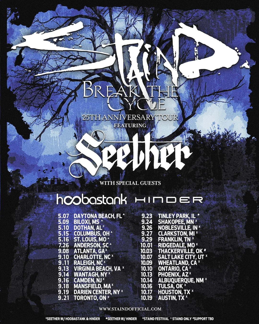 Break the Cycle 25th Anniversary Tour: Staind Live @ Darien Center