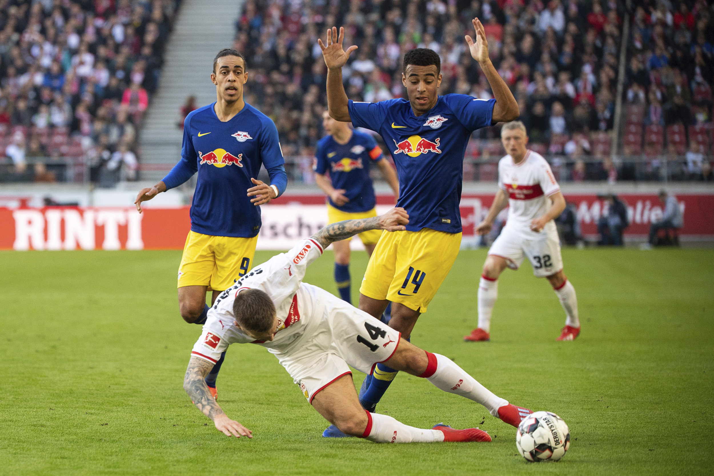 Tyler Adams playing for his new club RB Leipzig.