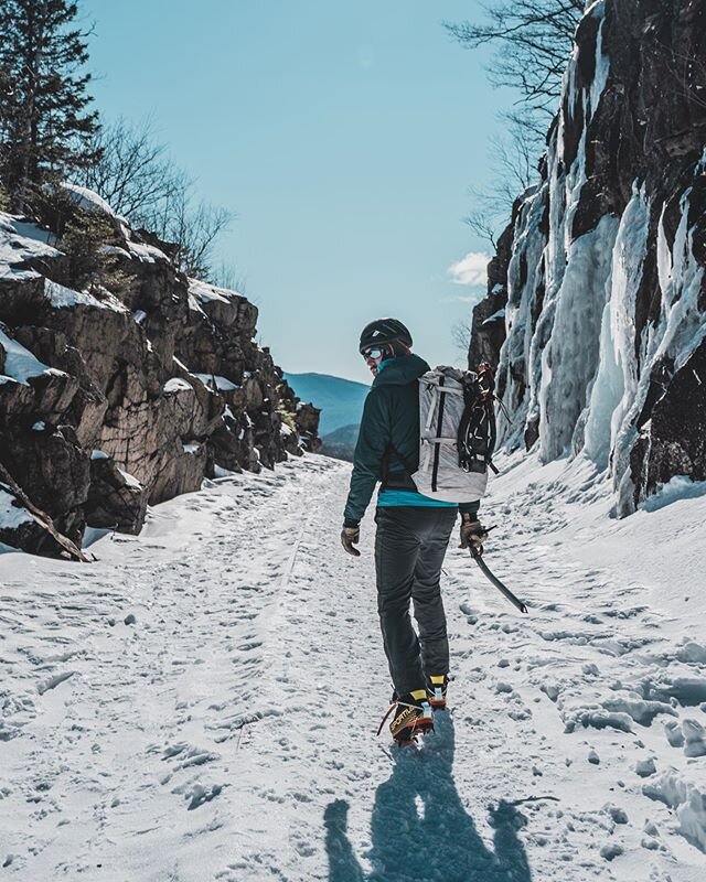 Got to go ice climbing for the first time thanks to @jordancargill_outdoors. Video coming soon of the whole experience! 
#optoutside #whitemountains #newhampshire #visitnh #crawfordnotch #iceclimbing #ice #winterwonderland #climbing
