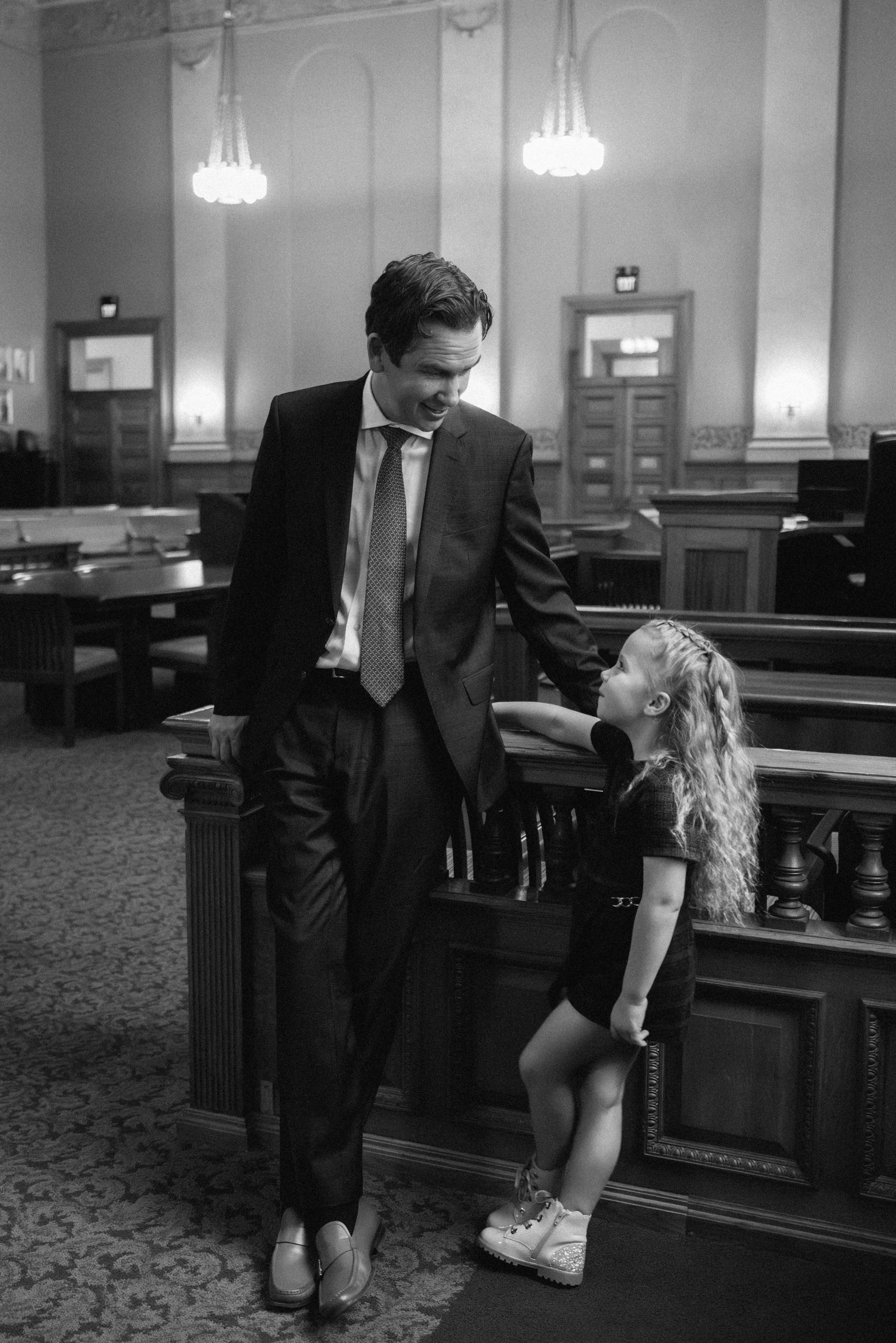 Jersey City Mayor Stephen Fulop Family Photos with Daughter  inside Jersey City Town Hall 