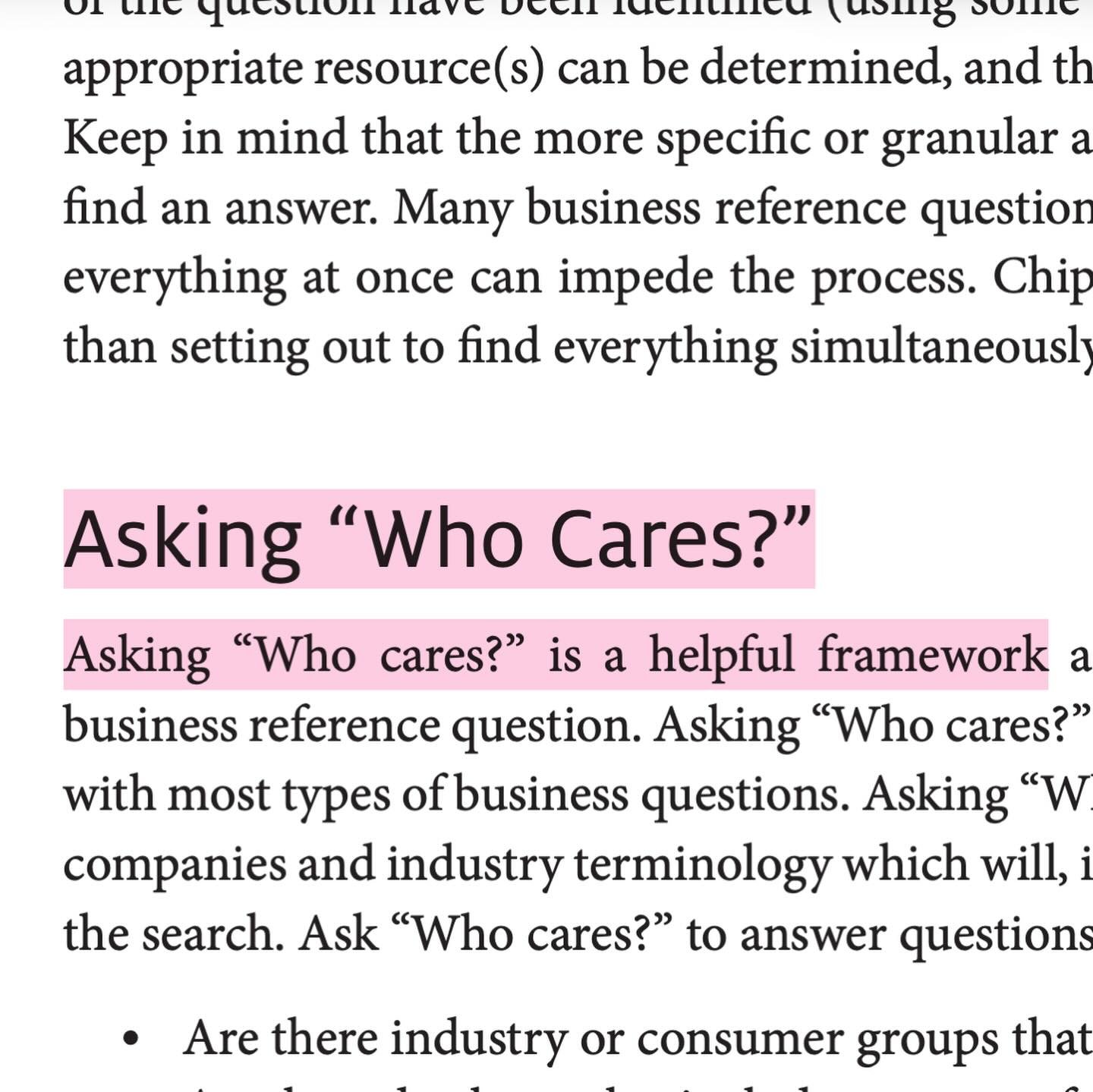Question for reflection and discussion: &ldquo;Who cares?&rdquo;

The things they&rsquo;re teaching me in library school!