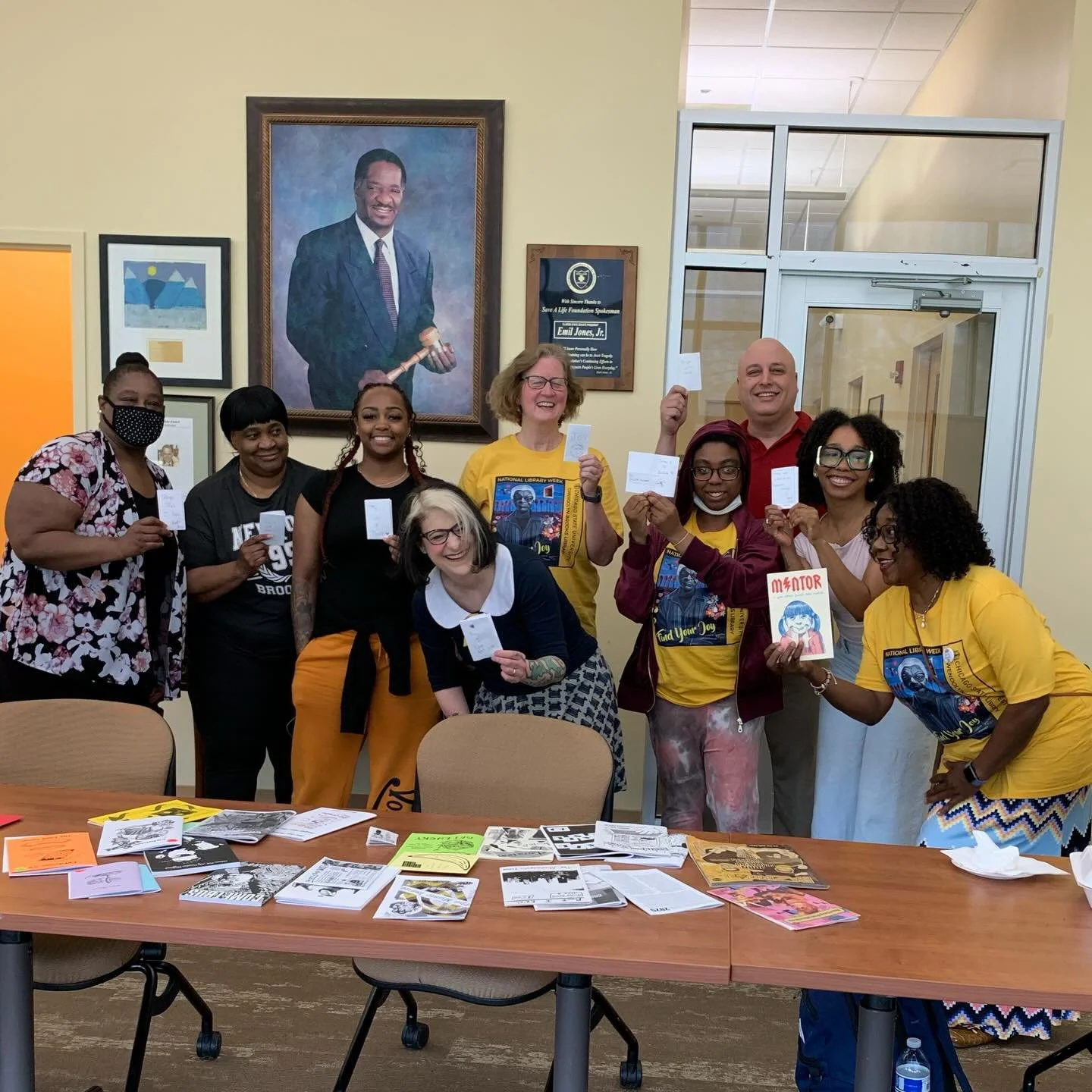 Thanks to the folks that joined me for my zine workshop @chicagostateuniversity1867 last week! It was the perfect conclusion to my MLIS Archives and Records Management practicum, and during National Library Week too. 

Thanks to @classickheir for bei