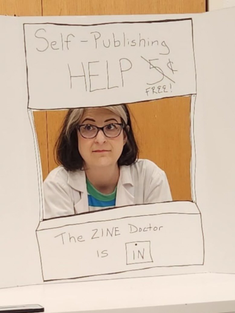 My role as Zine Doctor is back! Back by popular demand (OK,
@exilefromguyville asked me), I&rsquo;m returning as founding member of
@zineclubchicago to help talk you off a ledge with your zine project. Or push you off the ledge? I guess it&rsquo;s al