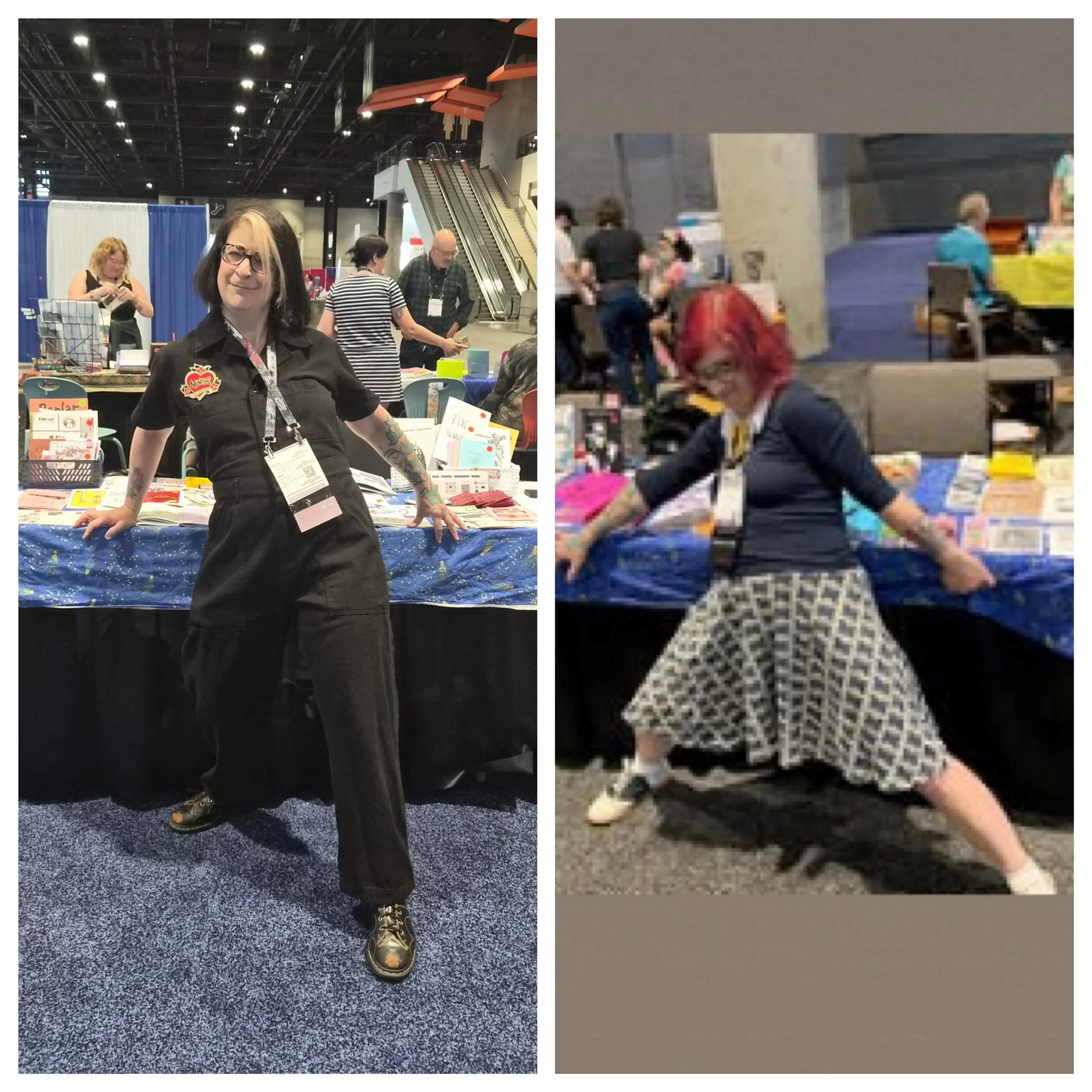 3 years ago yesterday I tabled at the Zine Pavilion, as my phone reminded me. So I recreated the photo. I&rsquo;ll be here at #AAC26 today 9-5 with my stuff and @sugarhijinx Perzine Distro 🍭 at the same time

 #SugarHijinx @americanlibraryassociatio