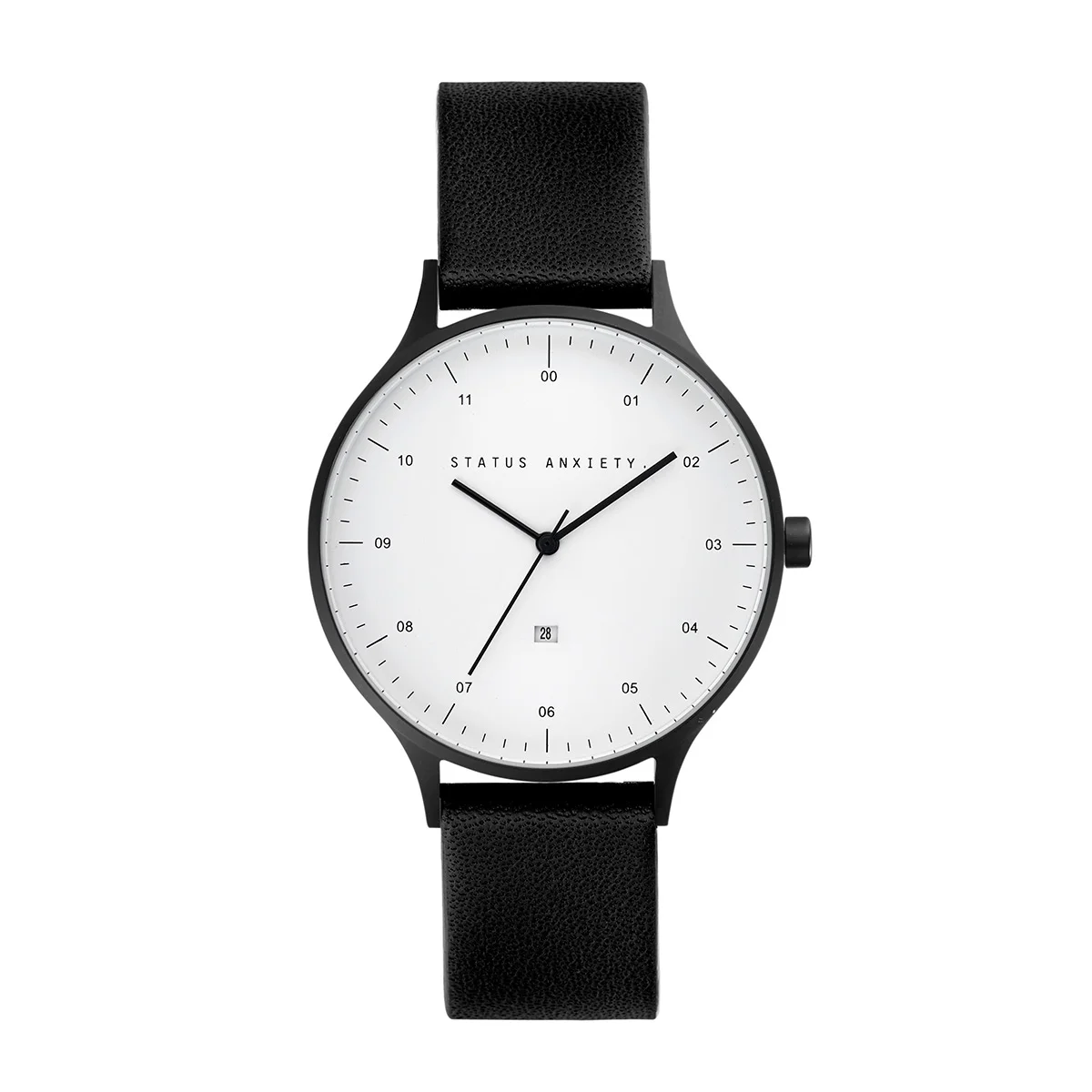 status-anxiety-watch-inertia-matte-black-white-face-black-strap-front.jpg