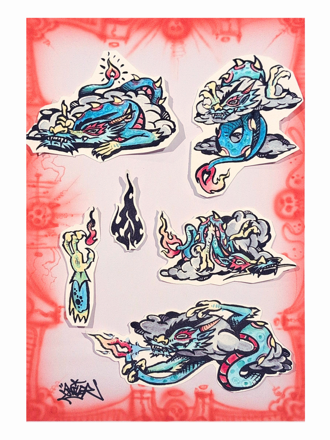 Bailer Melbourne Graffiti Artist - Tattoo Artist - Flash Design Sheet 