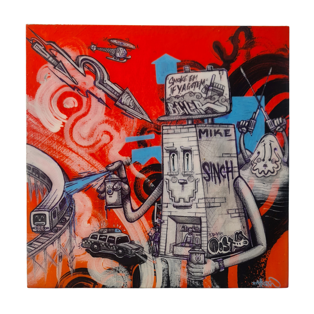Bailer Melbourne Graffiti Artist - Solo Exhibition Mixed Messages - Artwork titled Wall Sports 