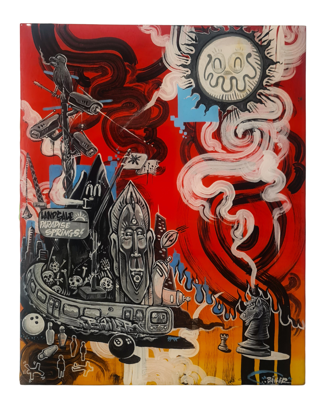 Bailer Melbourne Graffiti Artist - Solo Exhibition Mixed Messages - Artwork titled Paradise Springs