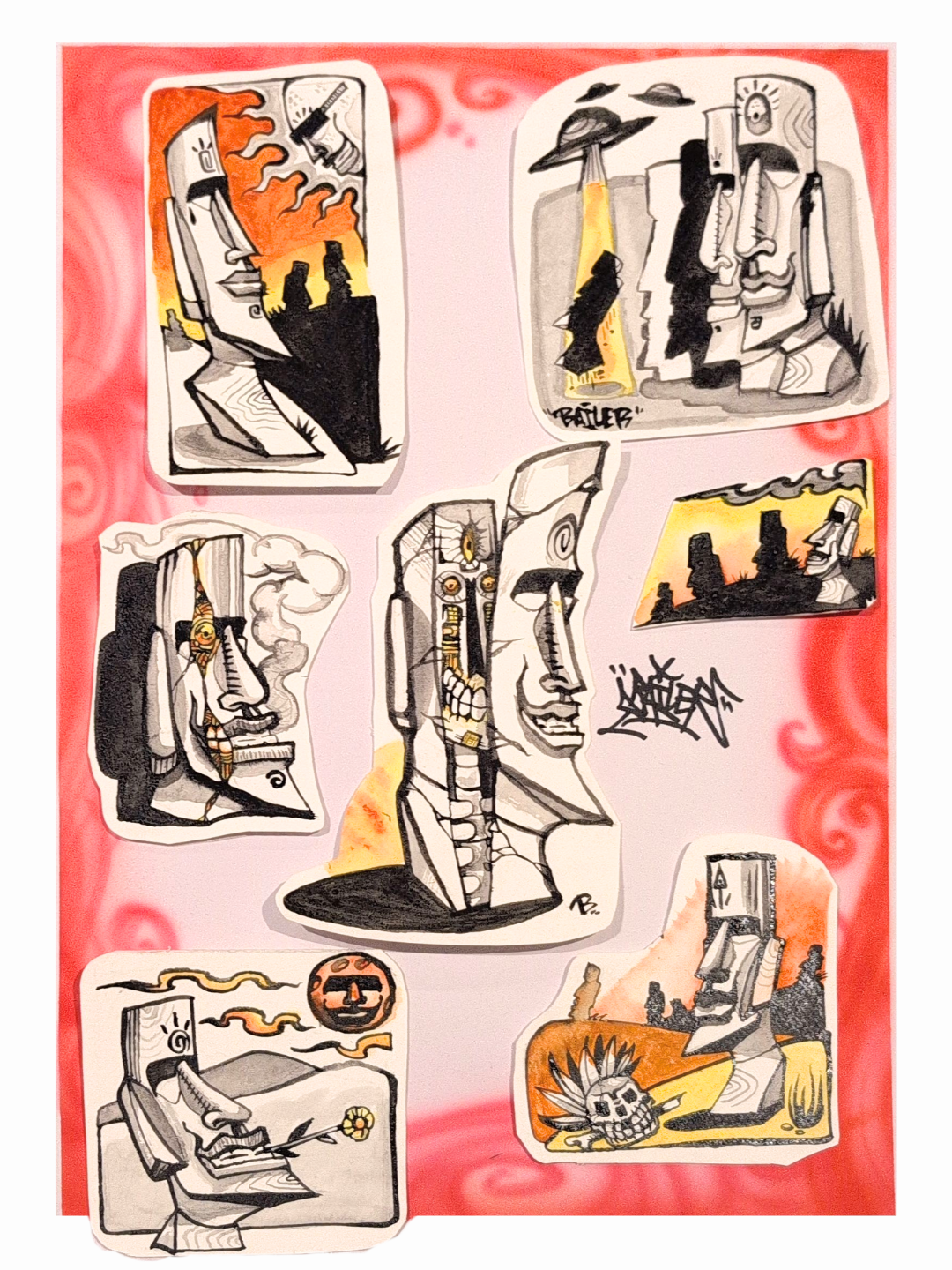 Bailer Melbourne Graffiti Artist - Tattoo Artist - Flash Design Sheet 