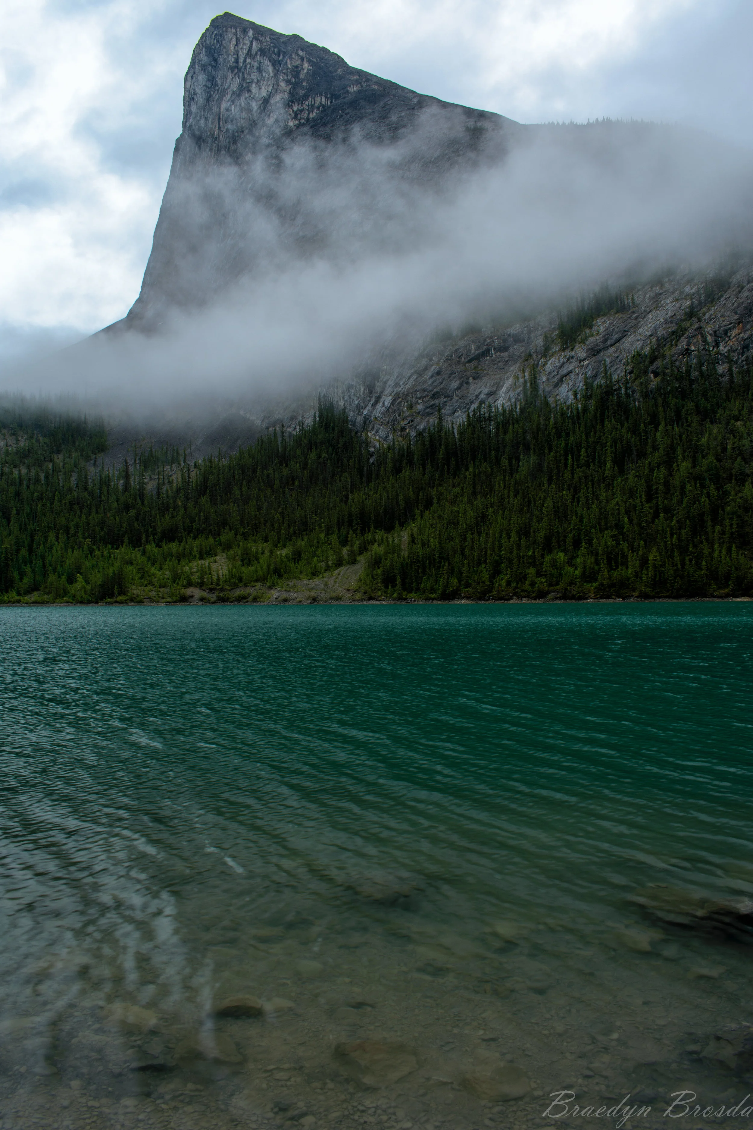 Looking up at Ha Ling Peak. This was after the hike when it started to slightly clear up