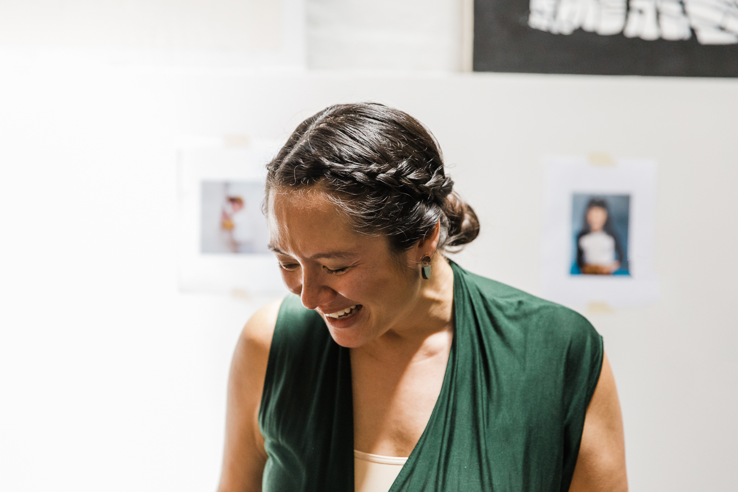 Candid shot of a pregnant woman after finding out she is having a boy at a gender reveal party {San Francisco Newborn Photographer}