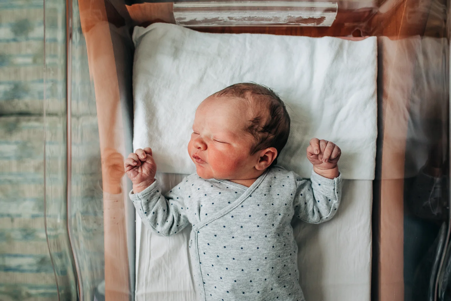 portrait of newborn baby sleeping in the hospital - East Bay Fresh 48 photography