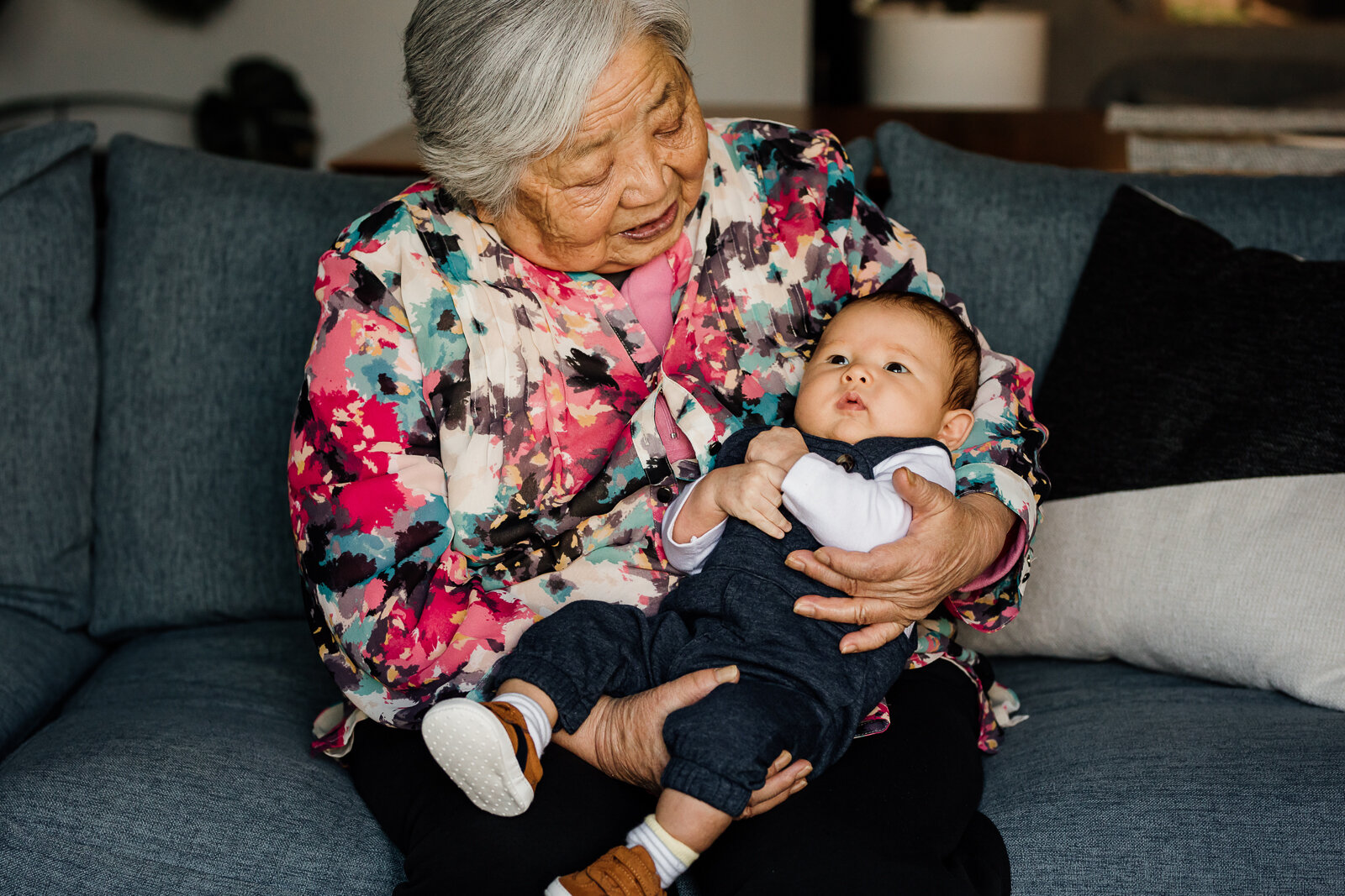 great-grandmother holding baby grandson - Oakland Newborn Photographer