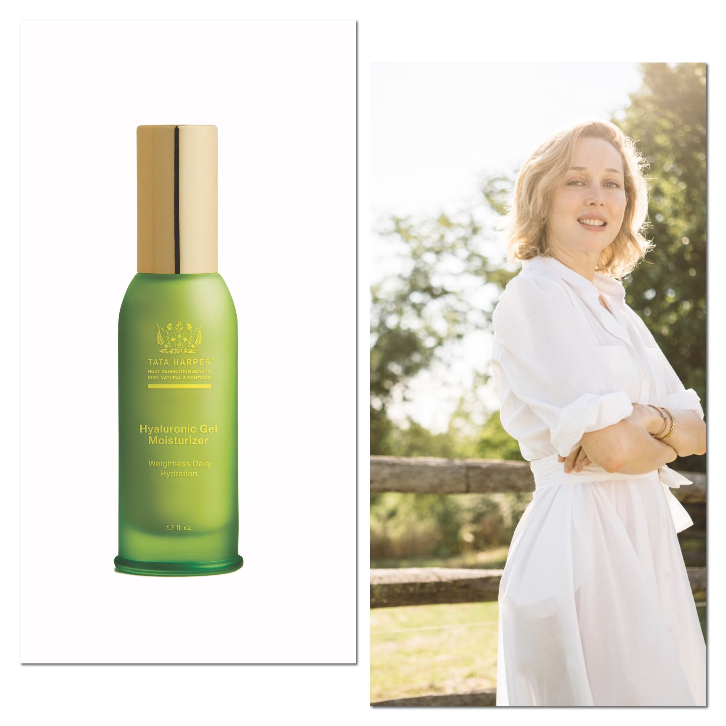 Hydrating Gel Moisturizer due out end of May 2019; Tata Harper photographed un Vermont.