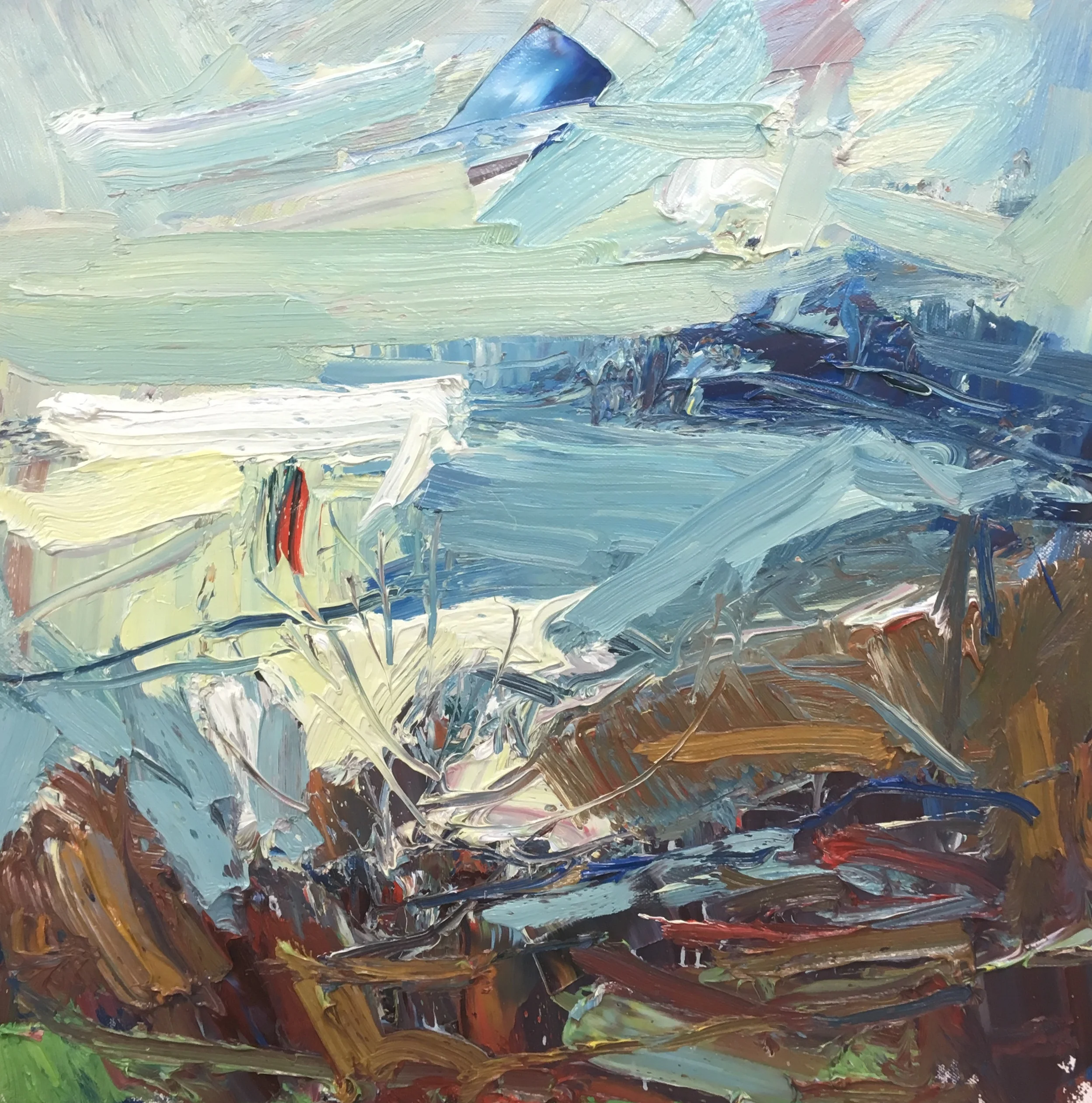 A flick of red in the sea 50-50 oil £1650