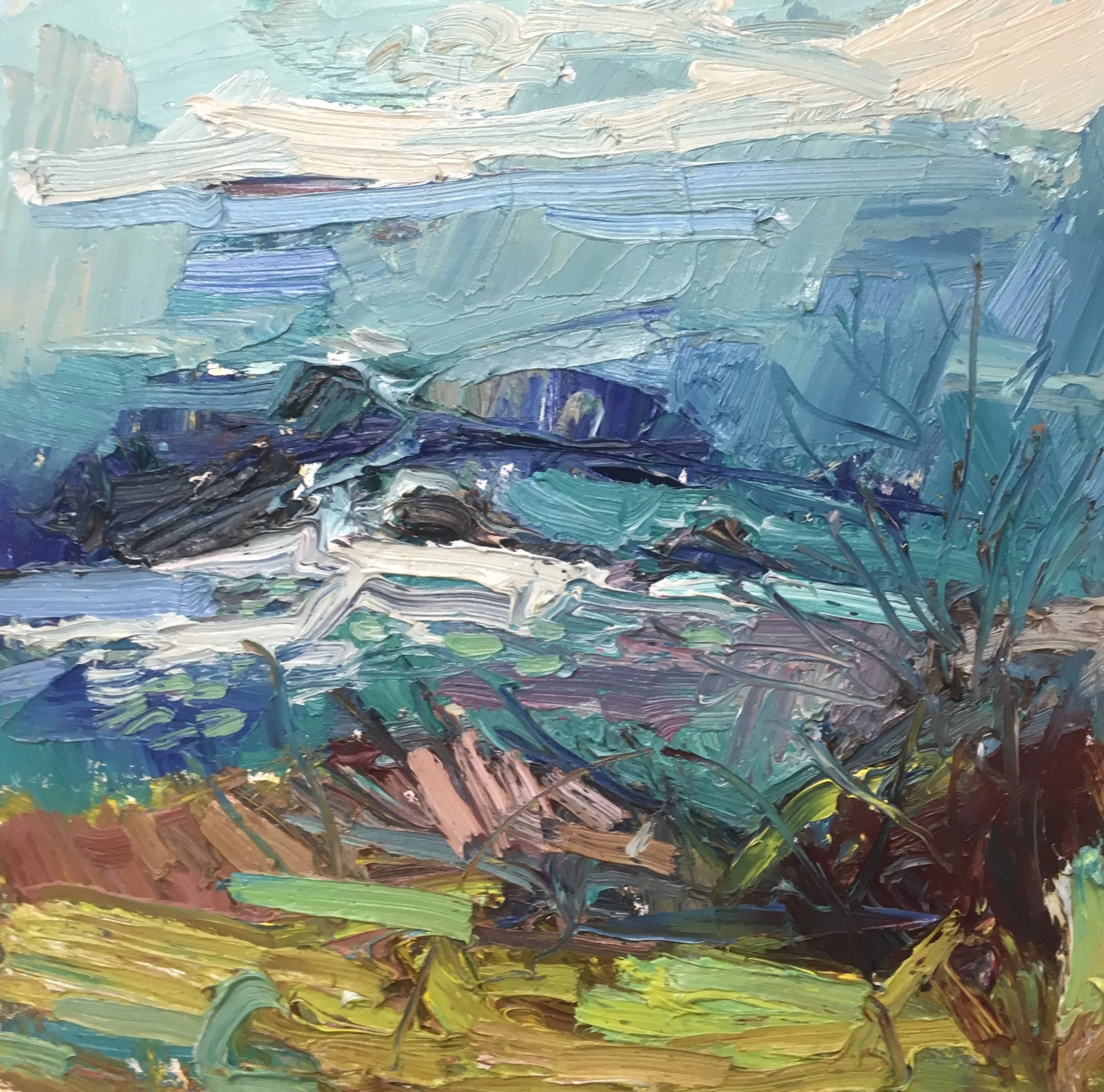 Cliff top greens 50-50cm oil £1650