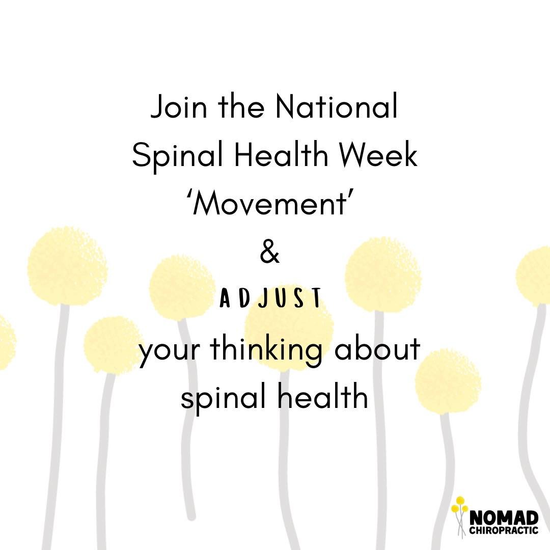 ✔️Join the National Spinal Health Week &lsquo;Movement&rsquo; and adjust your thinking about spinal health.
.
🤸&zwj;♀️We at Nomad Chiro are members of the Australian Chiropractic Association (ACA) and are participating in the National Spinal Health 