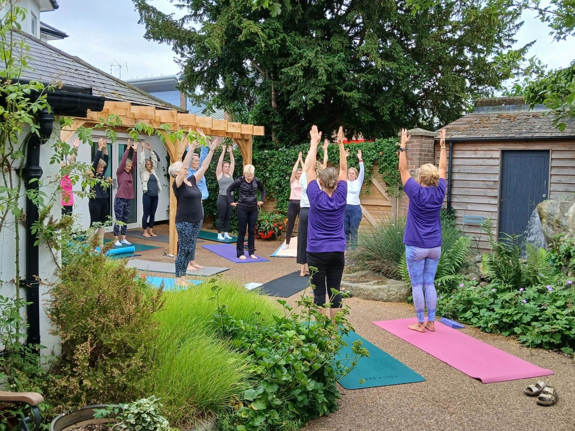 Pilates and stretch in the hospice garden