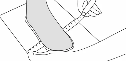 drawing of measuring around a foot using a tape measure, for handmade shoes, custom fit, made in Sheffield, England, UK.