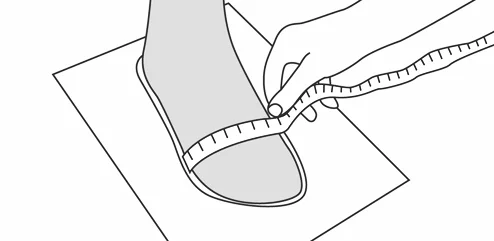Measuring around a foot using a tape, to have shoes hand made in Sheffield, England, by Noble &amp; Wylie