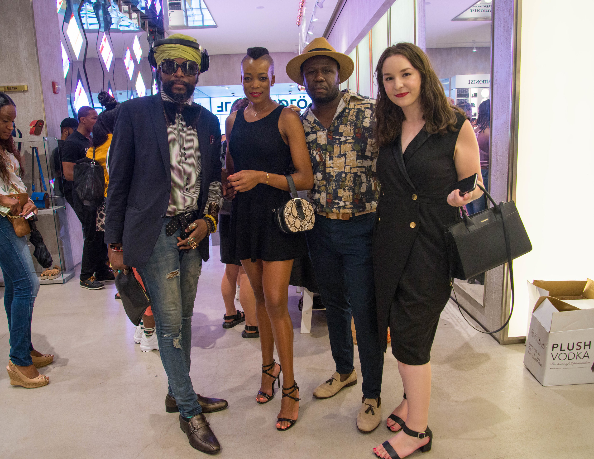 (L-R) Resk'Que director, branding strategist, Same, model, DezFit fashion photographer, Evangeline, writer