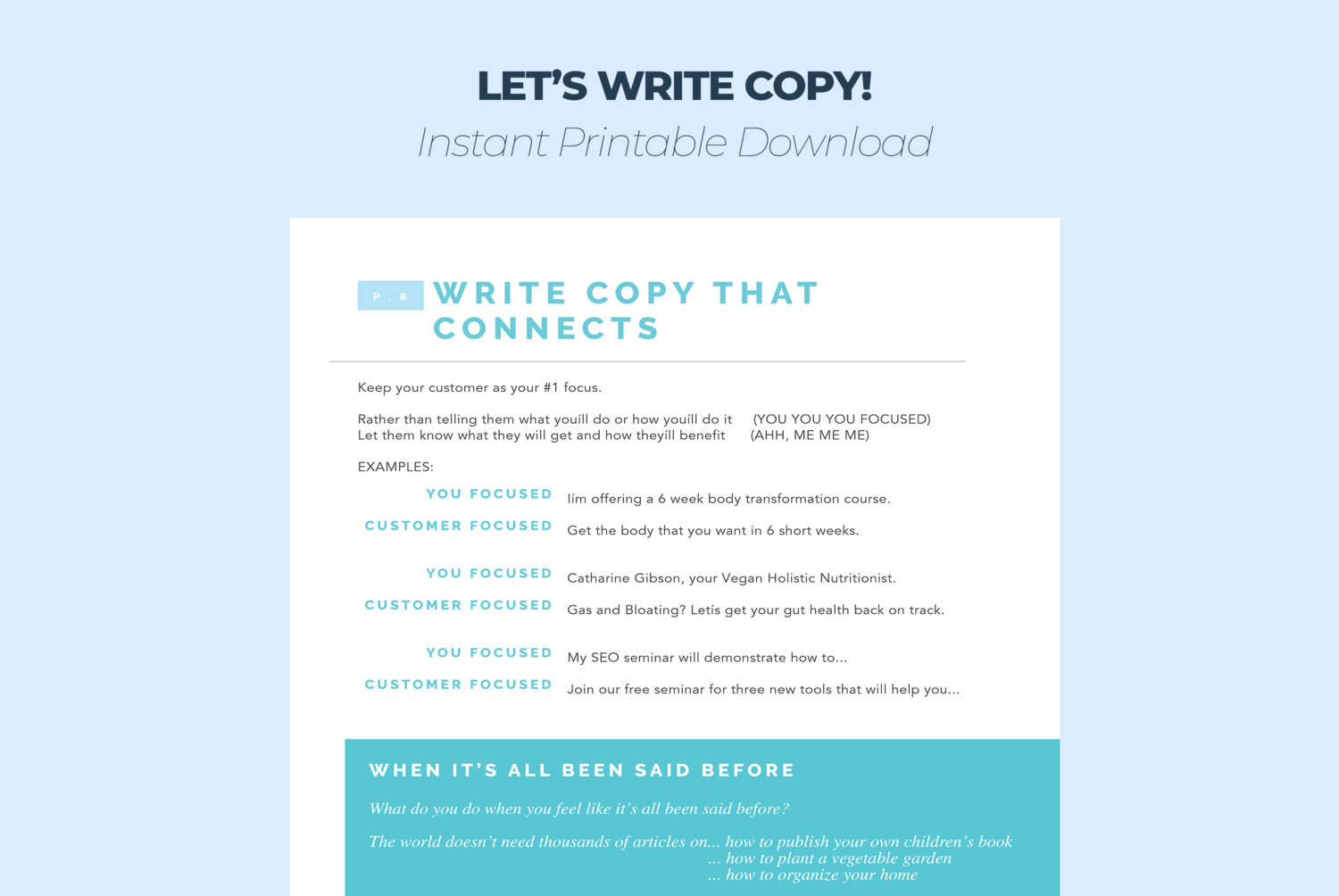 Write Copy that Connects  PDF Download — Catharine Gibson