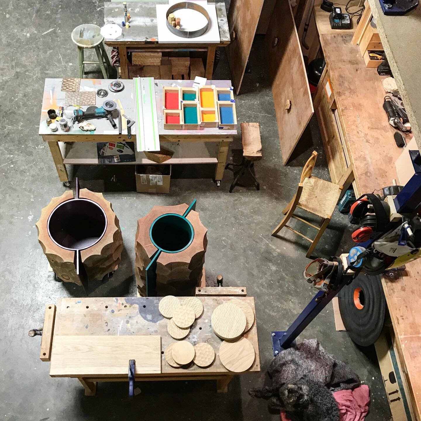 Circles and squares .
.
.
#art #studio #london #sculpture #design #colour #texture #studiodog #dogsofinstagram