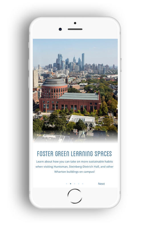 Wharton New User Onboarding Screen: Foster Green Learning Spaces