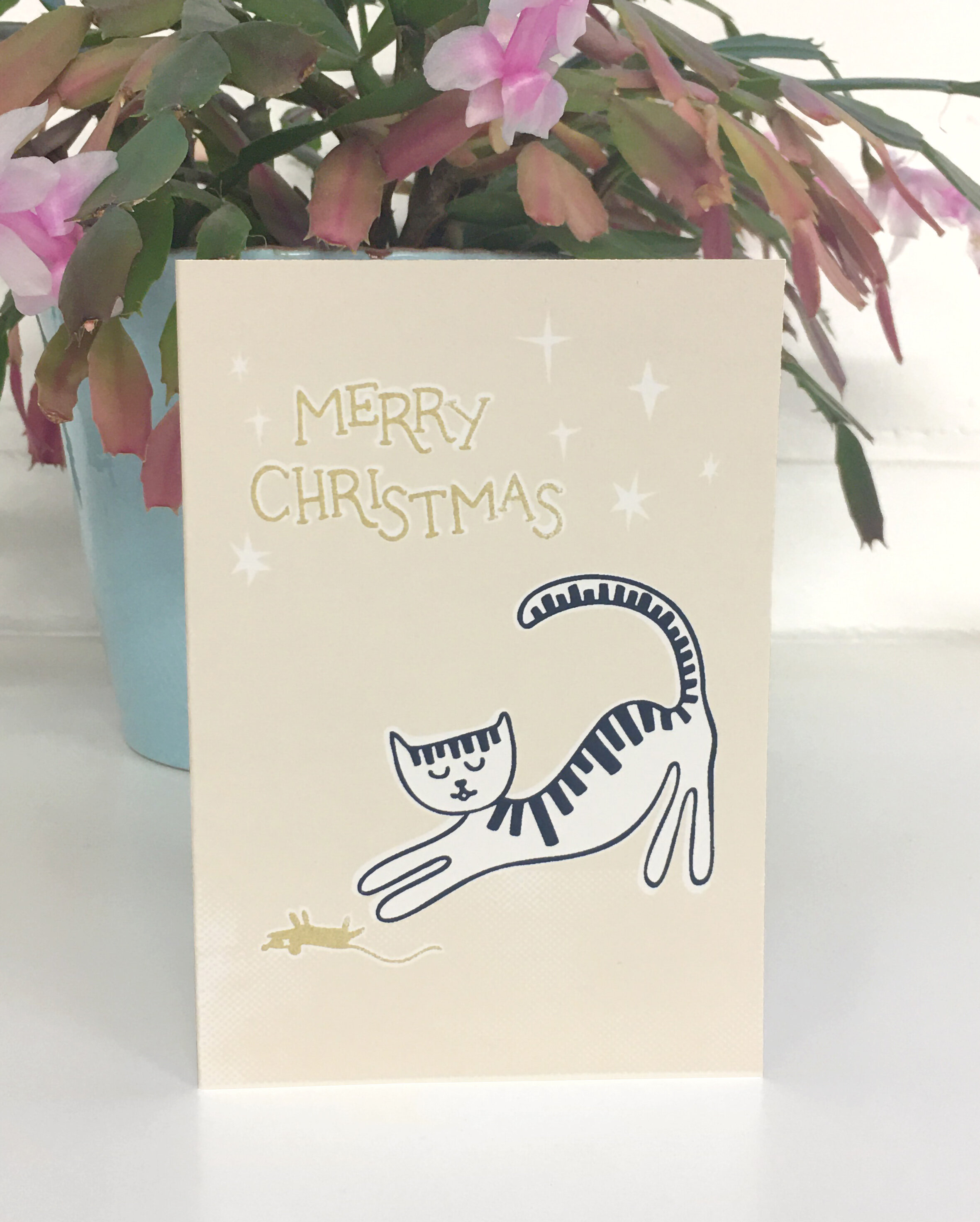 Rat Gift Cat Themed Christmas Card
