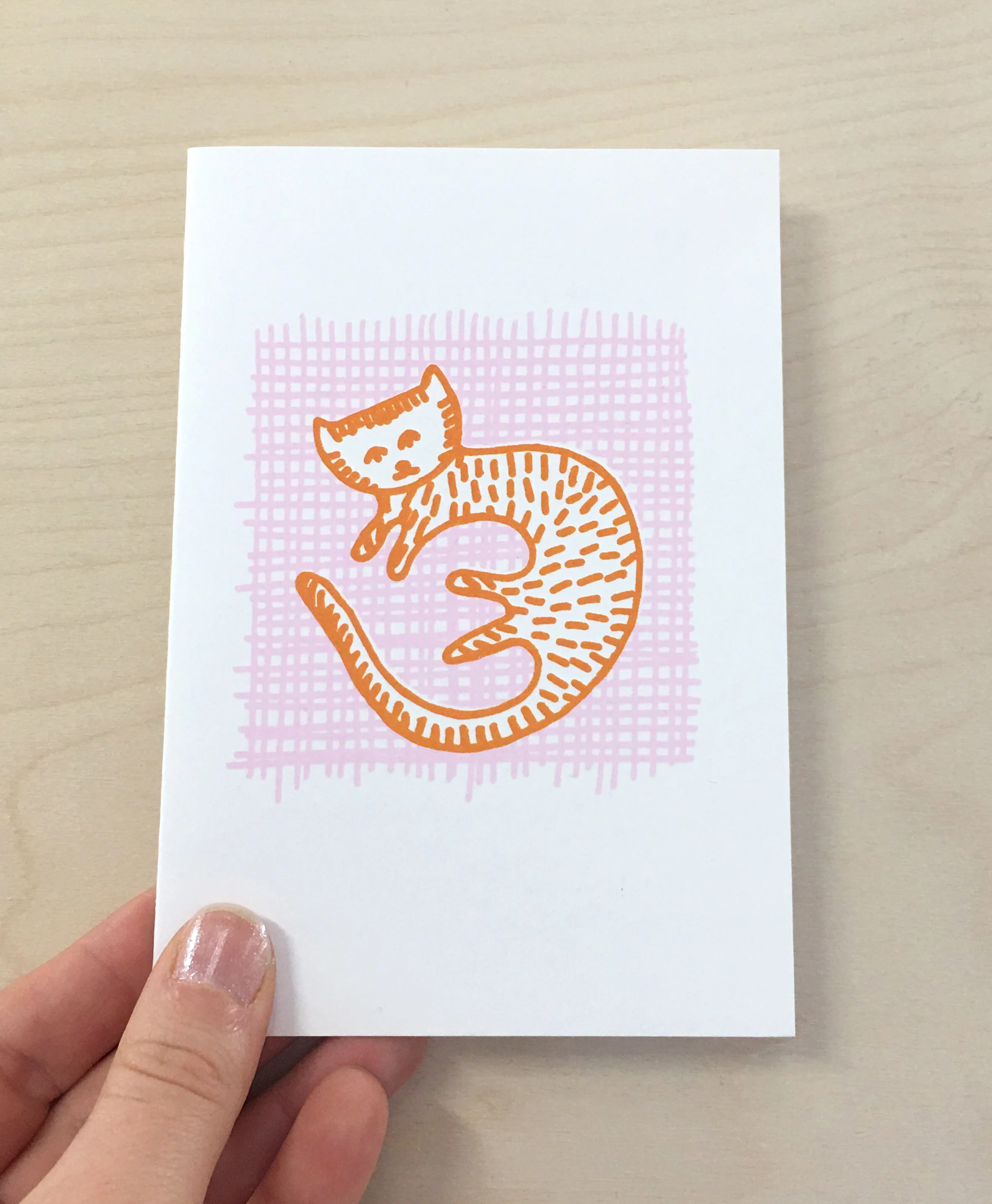 Orange Cat on a Mat Card