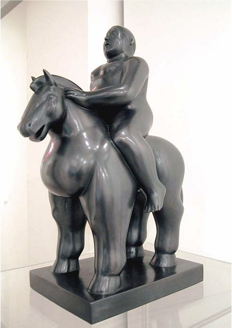 Fernando Botero, Uomo a cavallo Bronze Sculpture, 16 7/8 x 6 3/4 x 16 7/8 in.