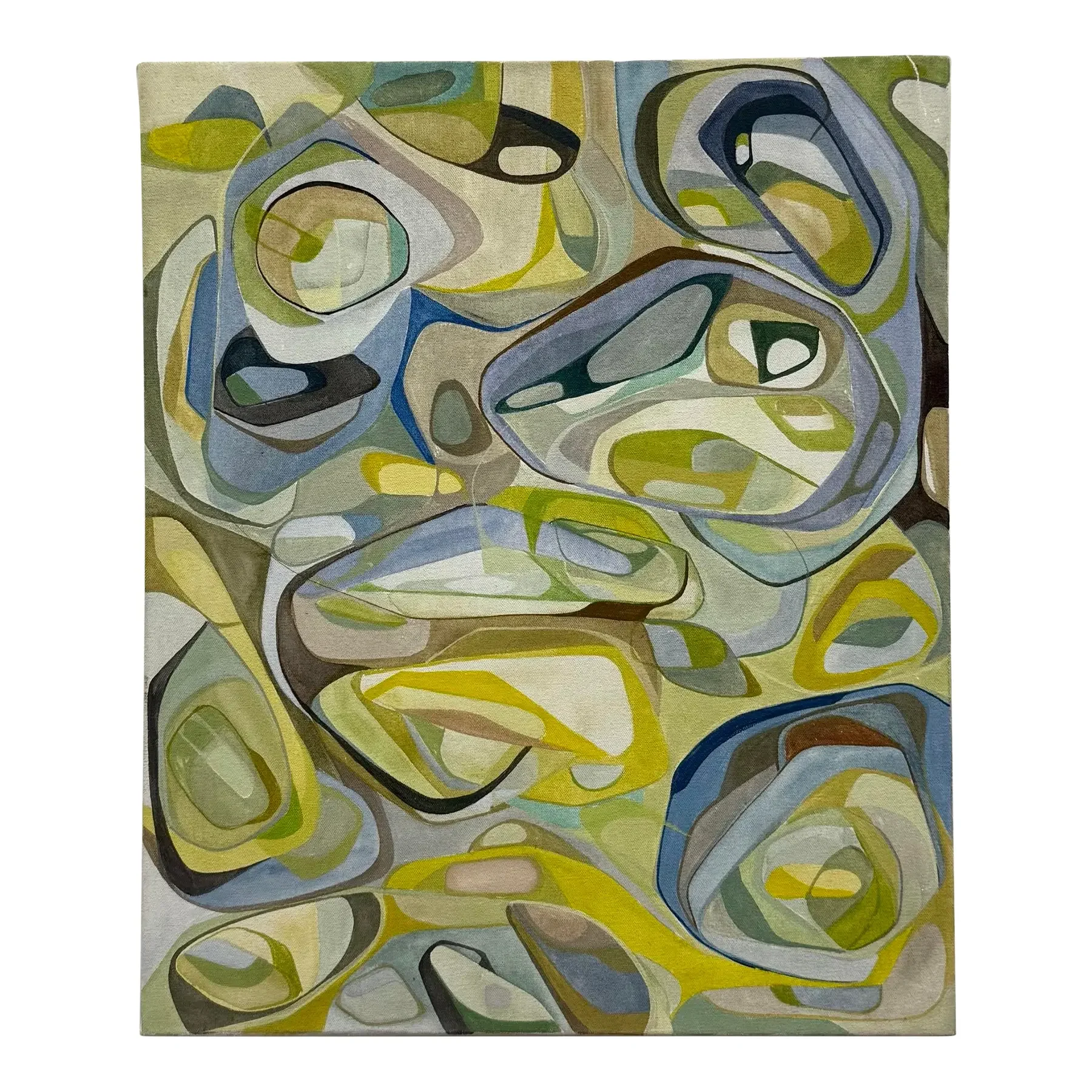 Contemporary Biomorphic Signed Abstract Painting on Canvas