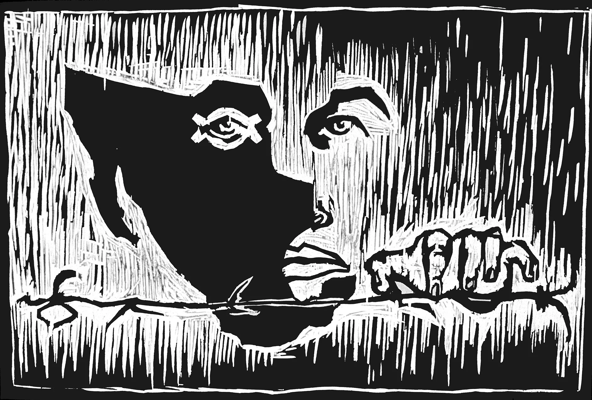 All My Relations , woodcut, 22 x 30 inches