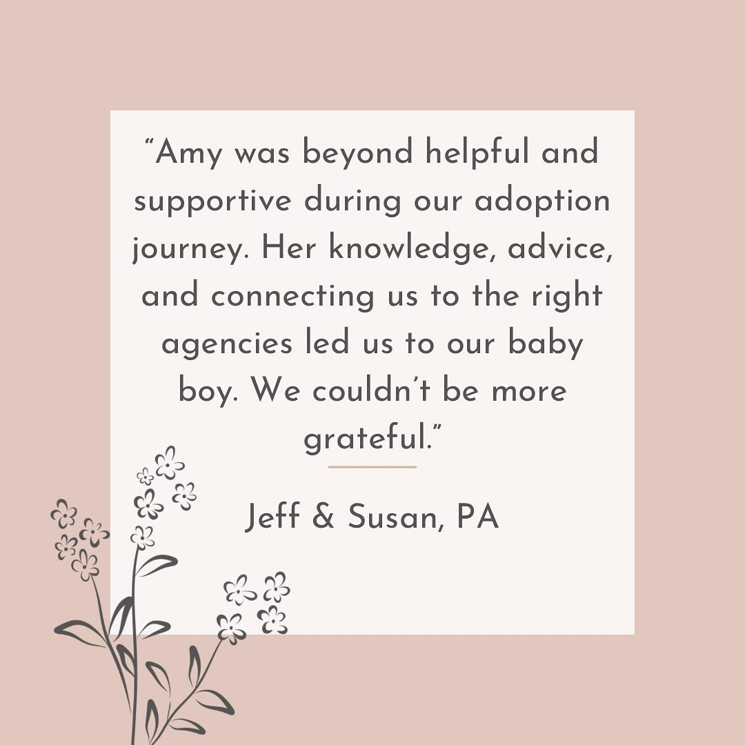 Congratulations to Jeff &amp; Susan on their recent placement. &ldquo;Amy was beyond helpful and supportive during our adoption journey. Her knowledge, advice, and connecting us to the right agencies led us to our baby boy. We couldn&rsquo;t be more 