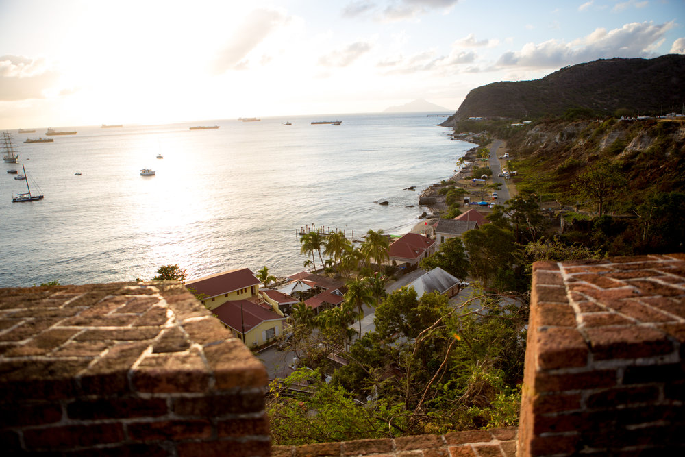 Looking out beyond the Oranjestad fort.