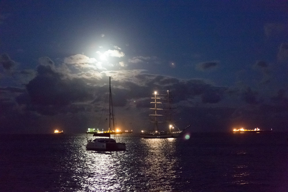 Leaving Eustatia by moonlight.