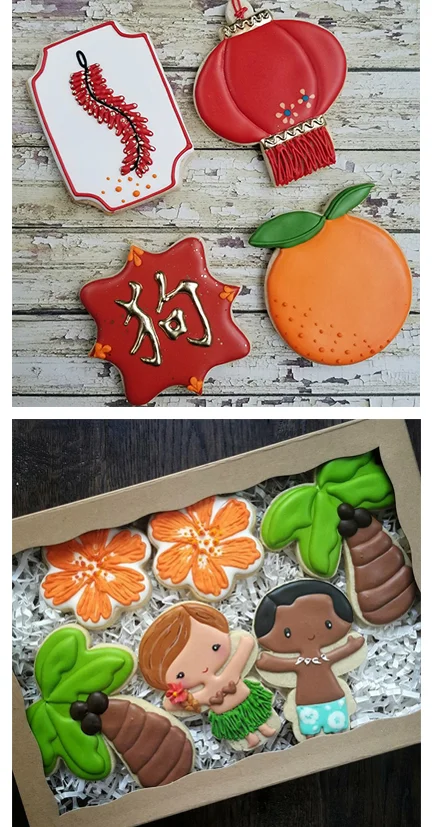 Seattle Custom Cookie Decorator, Chinese New Year Hawaiian Hula Boy Hula Girl.