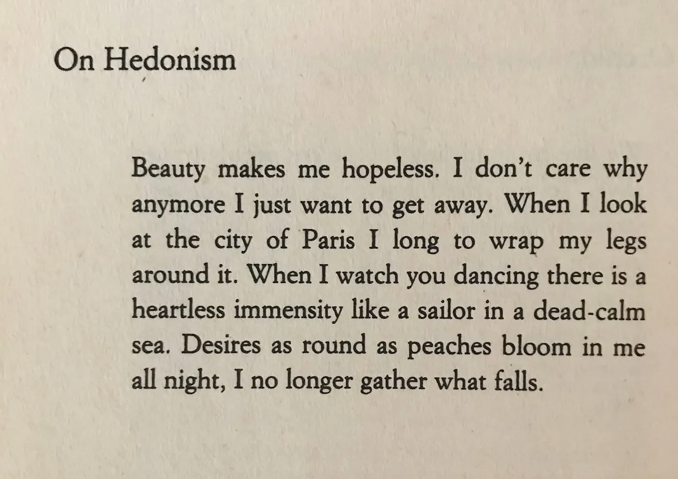 anne carson, hedonism