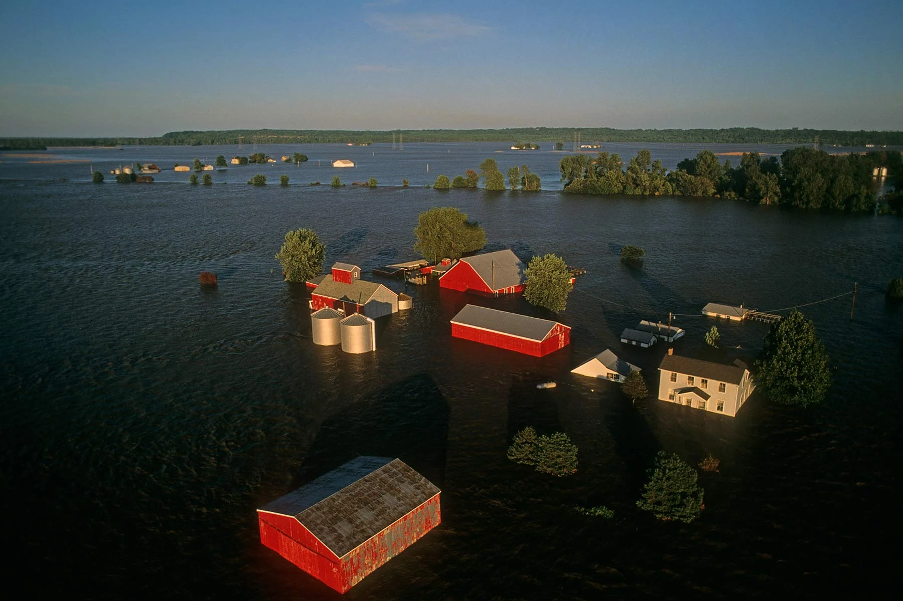 The Great Mississippi River Flood - Summer 1993 - Red Barns