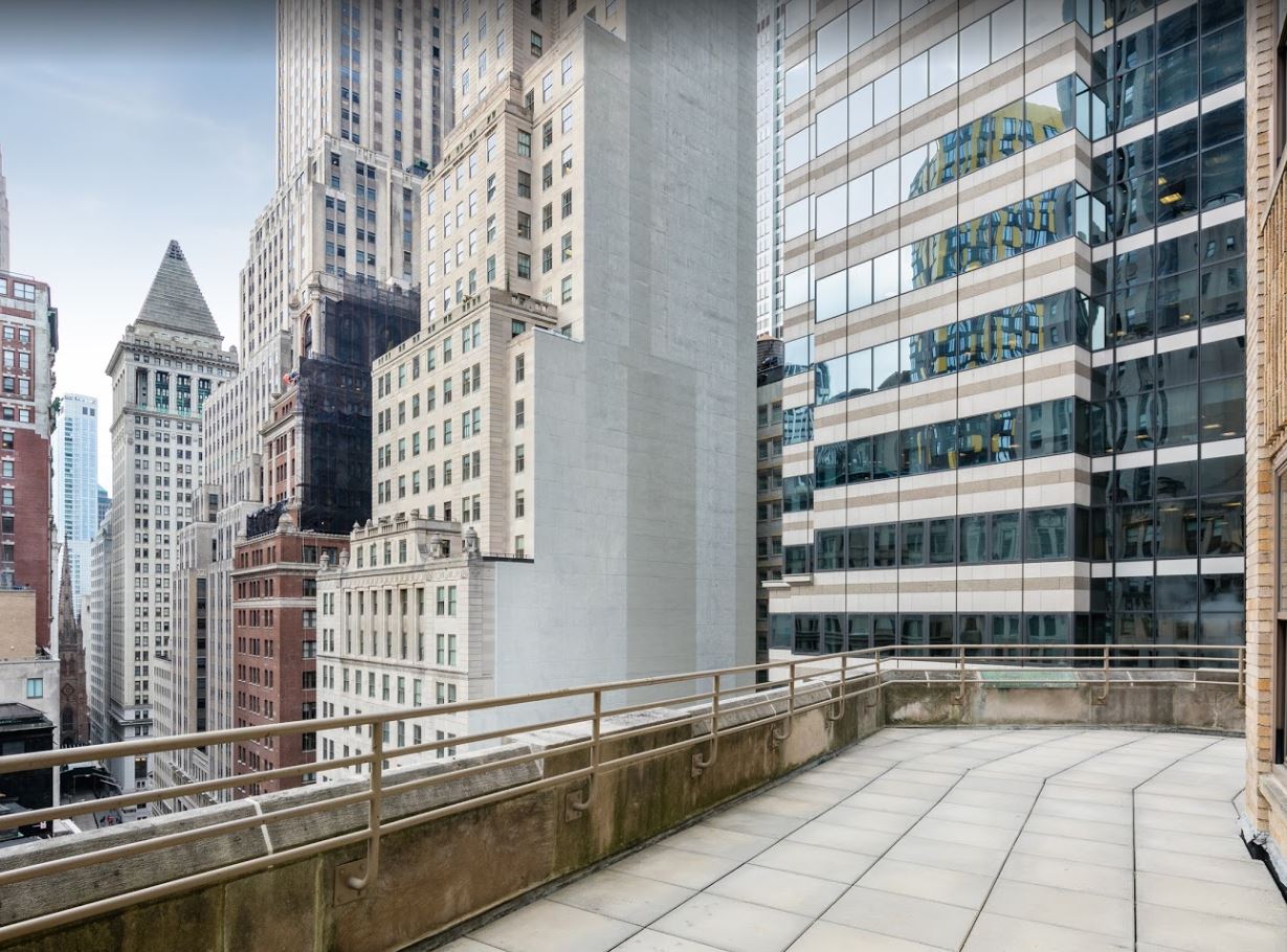 Balcony of a luxury residential building looking over New York. MEP designed by 2L Engineering. 