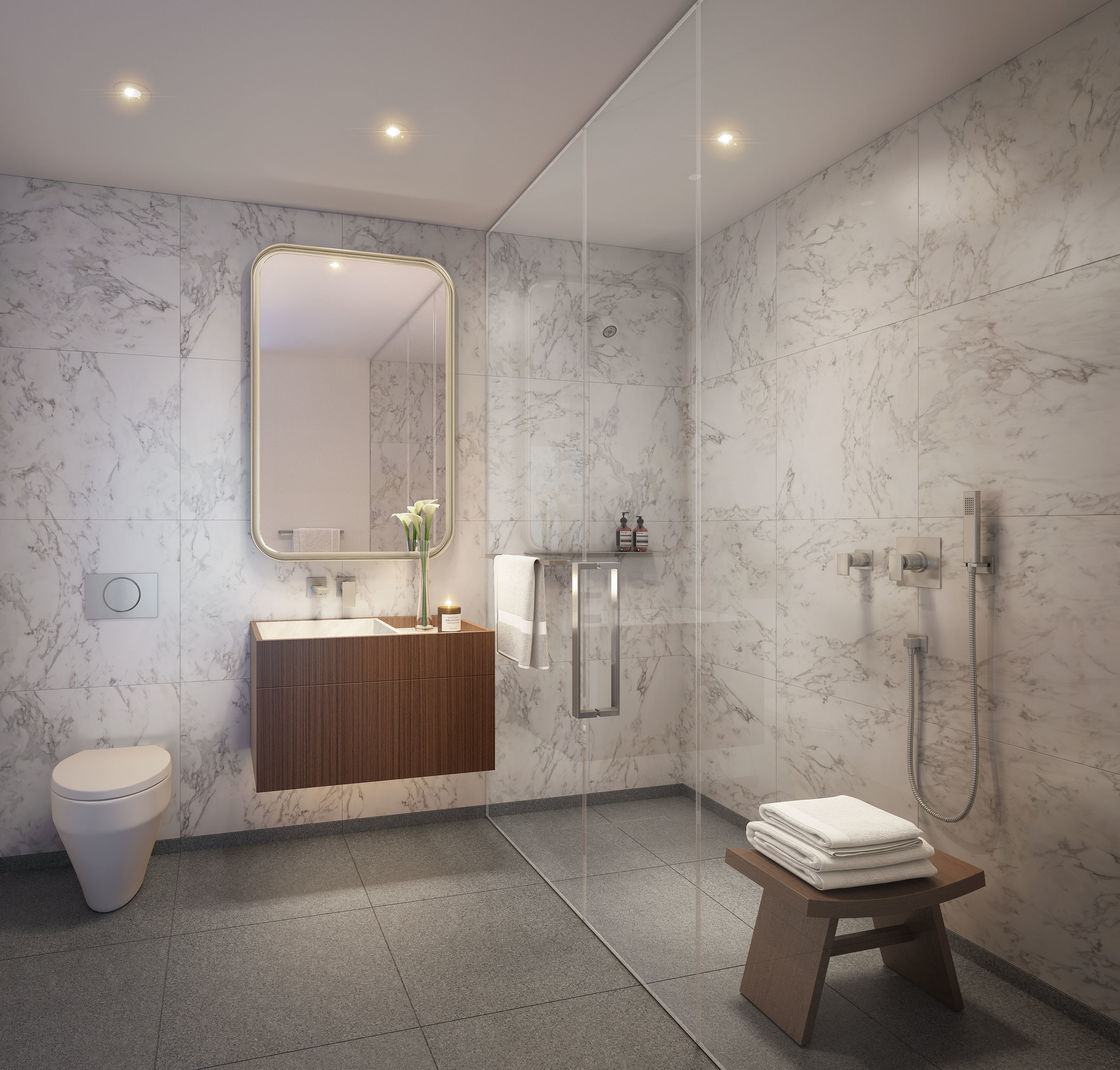 Luxury bathroom at 75 Kenmare Nolita with MEP engineering services provided by 2L Engineering