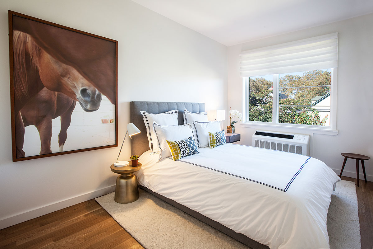 The bedroom of an apartment at The Lefferts House at 195 Hawthorne Street with MEP-FP engineering services provided by 2L Engineering